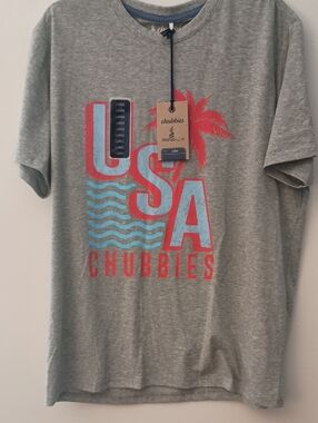 chubbies Gray Short-Sleeve USA Graphic Tee with Red and Light Blue Print